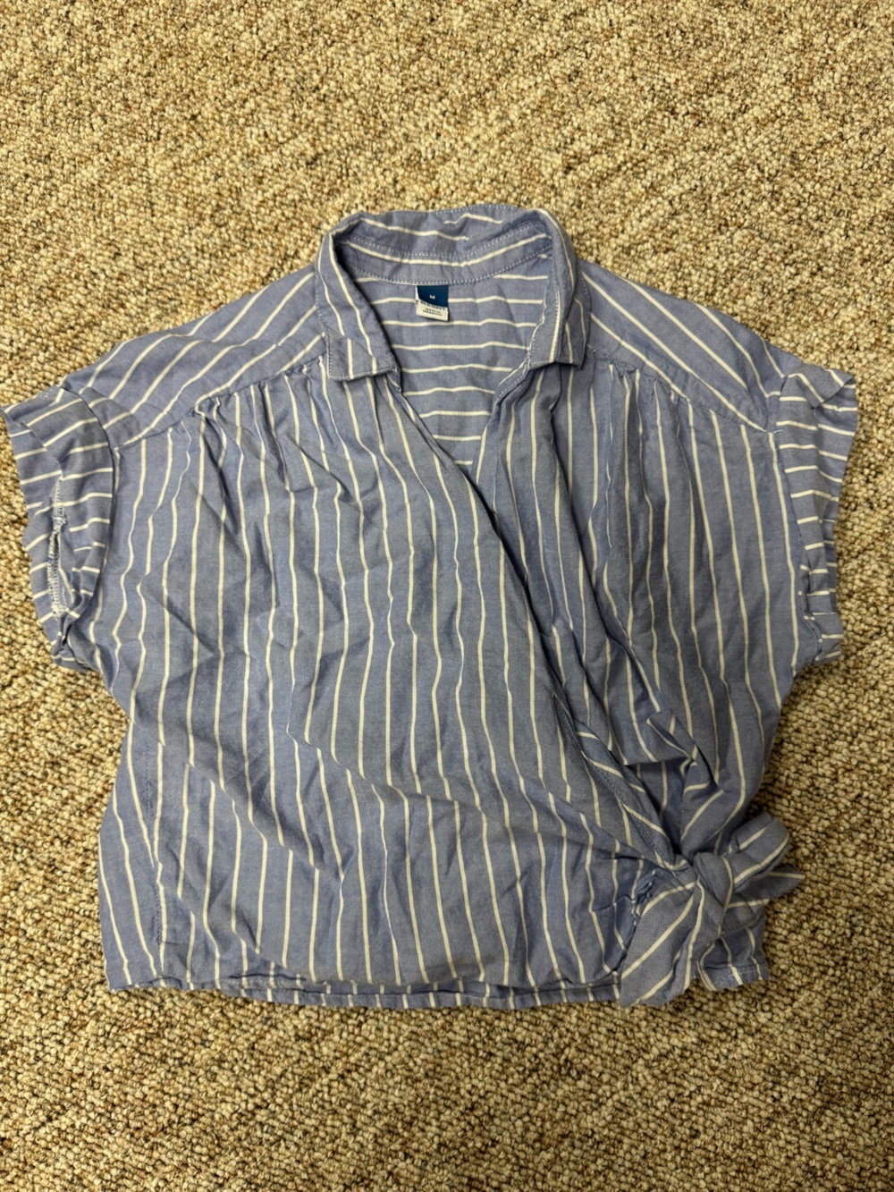 Old Navy Light Blue and White Striped wrap shirt women’s